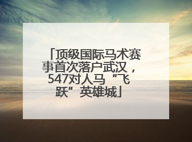 顶级国际马术赛事首次落户武汉，547对人马“飞跃”英雄城